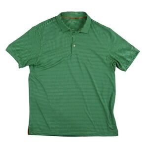 Michel Rouen Polo Shirt Men's Size Large‎ Green Striped Performance Golf